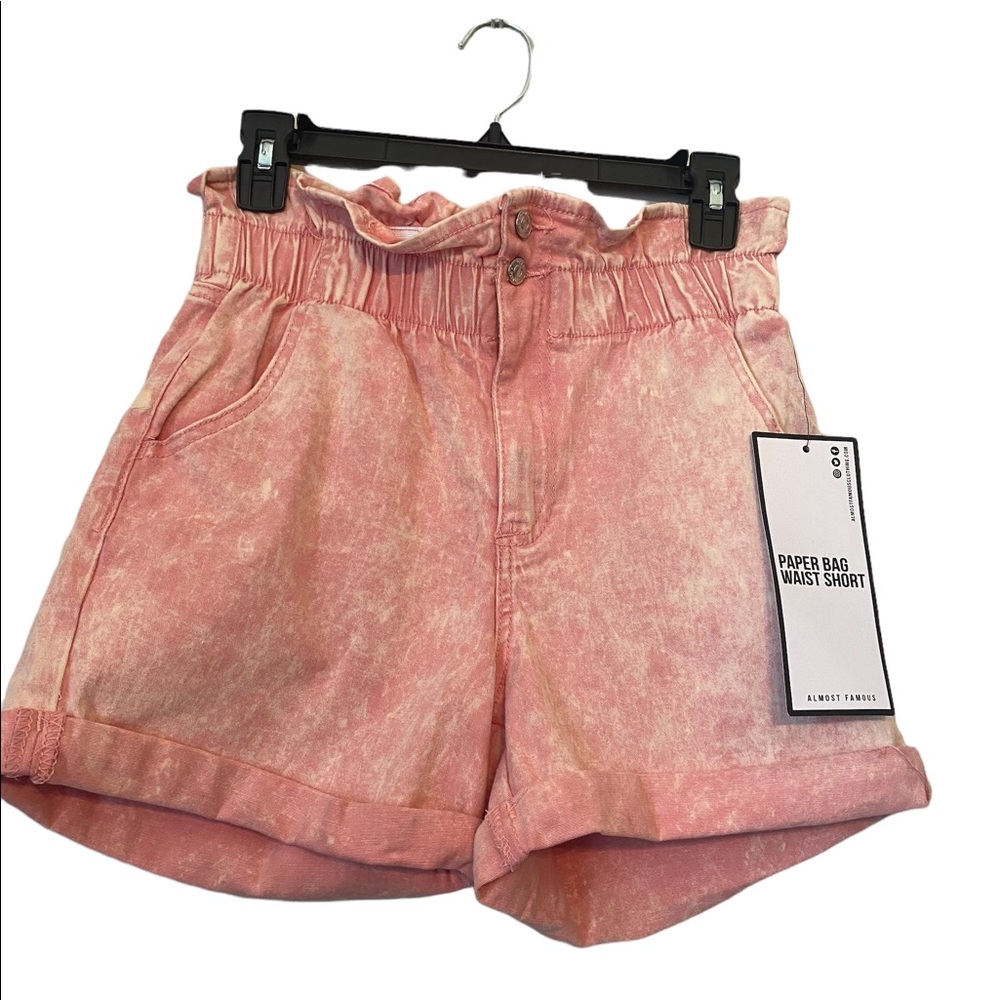 Almost Famous Acid Washed High Waisted Paper Bag Shorts